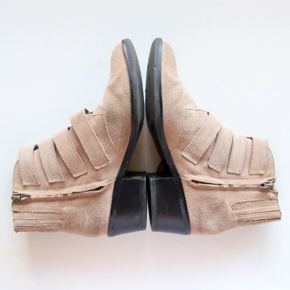 Dolce Vita Beige Suede Leather Almond Toe Block Heel Ankle Boots / Booties 7 - Picture 8 of 15